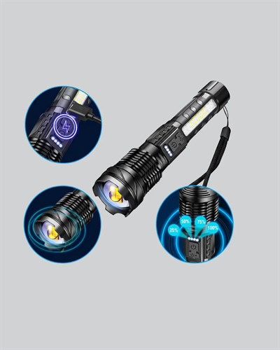 Güçlü LED El Feneri Şarj Edilebilir Çok Modlu