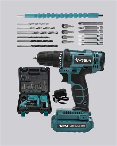 Güçlü Şarjlı Matkap Vidalama Çift Batarya