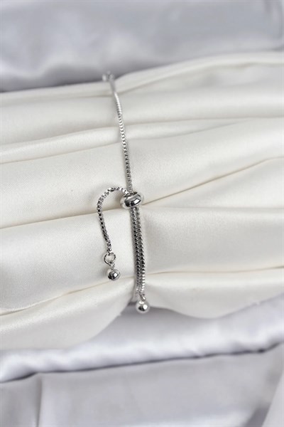 Gümüş Renk Zincir Model Zirkon Taşlı Pirinç Asansörlü Kadın Bileklik