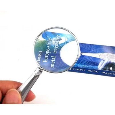 Gümüş Renkli 45mm Cam Lens, Zarif Tasarımlı Metal Büyüteç