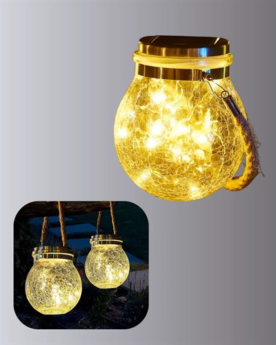 Güneş Enerjili Cam Sarkıt Bahçe Balkon Teras Aydınlatma 30 LED