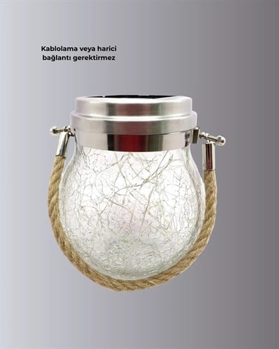 Güneş Enerjili Cam Sarkıt Bahçe Balkon Teras Aydınlatma 30 LED