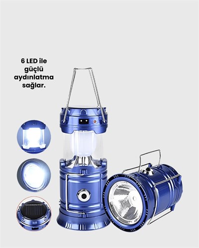 Güneş Enerjili Katlanabilir Kamp Feneri – USB Şarjlı, Hafif ve Çok Fonksiyonlu