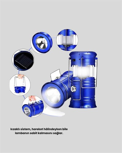 Güneş Enerjisiyle Çalışan Kamp Feneri Hafif Portatif Uzun Ömürlü