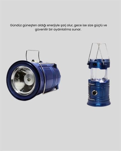 Güneş Enerjisiyle Çalışan Kamp Feneri Hafif Portatif Uzun Ömürlü
