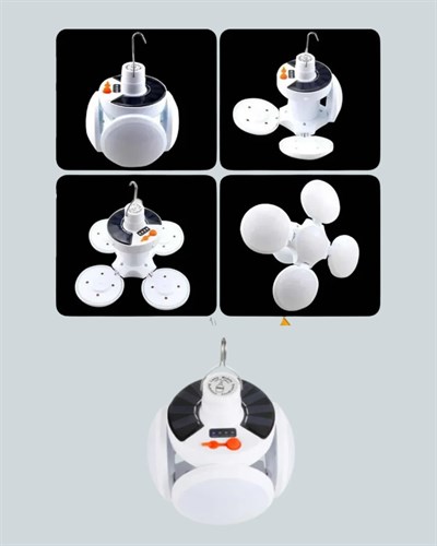 Güneş Paneliyle Şarj Olan Katlanabilir LED Çadır Lambası – 5 Kademeli Aydınlatma