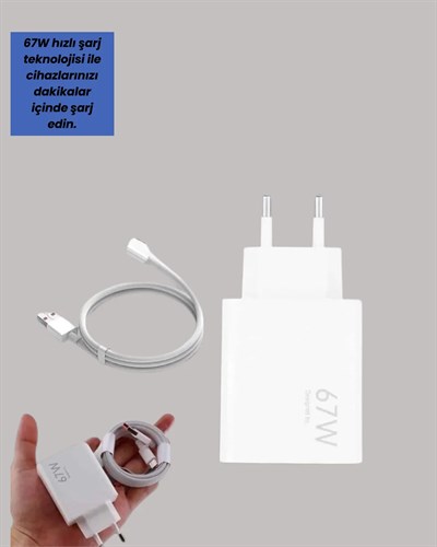 Güvenli ve Hızlı Şarj İçin 67W Turbo Adaptör Type-C Kablo ile
