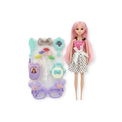 Güzellik Seti 7 Parça Aksesuarlı Bebek Seti - Beyaz Etekli