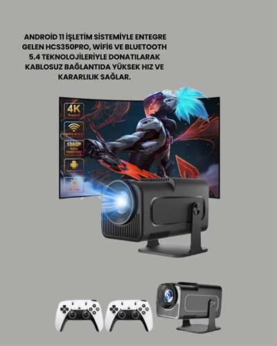 HCS350pro 1080P Full HD Taşınabilir Android Projektör