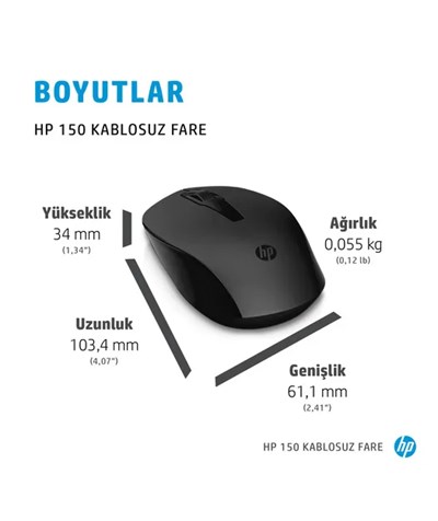 HP 2S9L1AA 150 Kablosuz Fare-Siyah