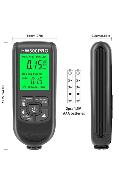 HW-300PRO Oto Boya Kalınlık Ölçer 0-2000µm Fe & NFe Kaplama Kalınlık Test Cihazı