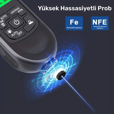 HW-300PRO Oto Boya Kalınlık Ölçer Fe NFe 2000µm + 2 Fonksiyonlu Bardak Tutucu Hediyeli