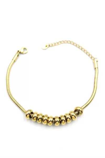 Halkalı Yılan Zincir Bileklik - Altın