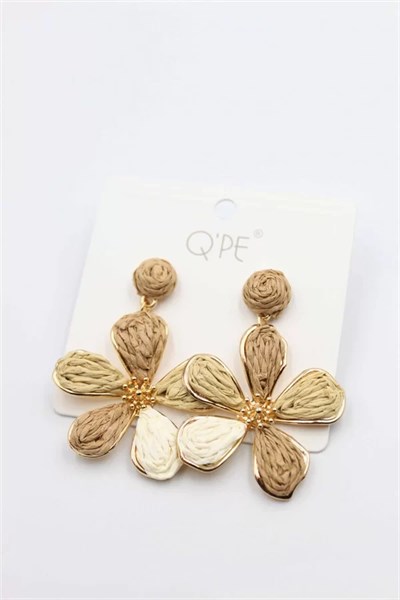 Hasır Çiçek Küpe - ÇOK RENKLİ