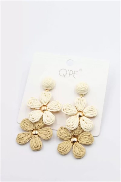 Hasır Çiçek Küpe - ÇOK RENKLİ