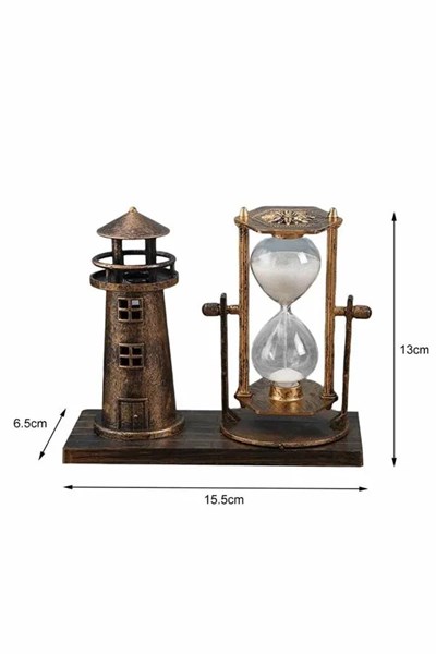 Hediyelik Eşya Retro Ahşap Deniz Feneri Kum Saati Biblo
