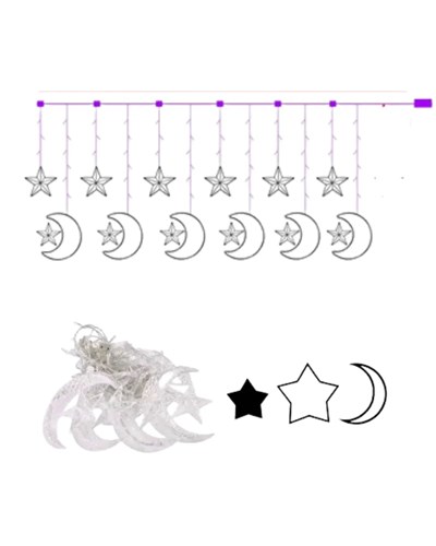 Hilal Yıldız LED Perde Işık Balkon Pencere ve Oda Dekorasyonu