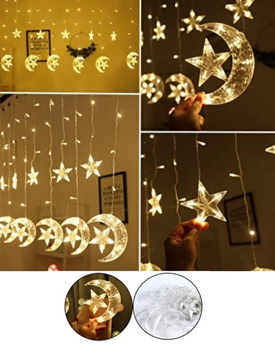 Hilal Yıldız LED Perde Işık Balkon Pencere ve Oda Dekorasyonu