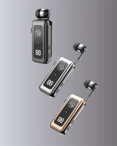 İçi Sarılabilen Kablo ve Yaka Klipsli Bluetooth Kulaklık