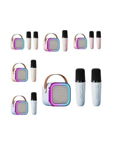 İki Mikrofonlu Renkli LED Işıklı Karaoke Cihazı