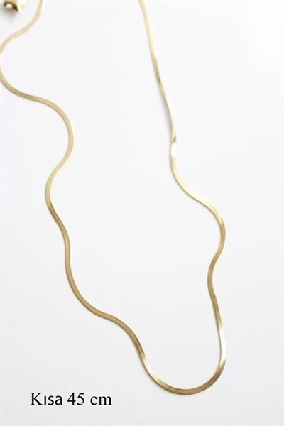 İnce İtalyan Zincir Çelik Kolye (45cm) - Altın