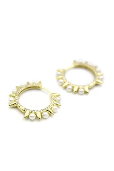 İncili Taşlı Küpe - 14K Altın