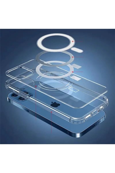 Iphone 11 Pro Max Kılıf Kamera Lens Korumalı Magsafe Destekli Şeffaf Darbe Emici Sert Kapak