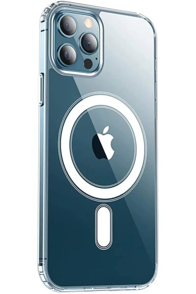 Iphone 12 Pro Max Kılıf Kamera Lens Korumalı Magsafe Destekli Şeffaf Darbe Emici Sert Kapak