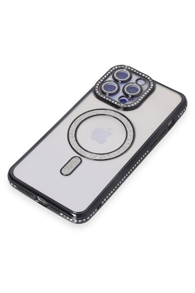 İphone 15 Pro Kılıf Joke Simli Magneticsafe Kılıf Renk: Siyah