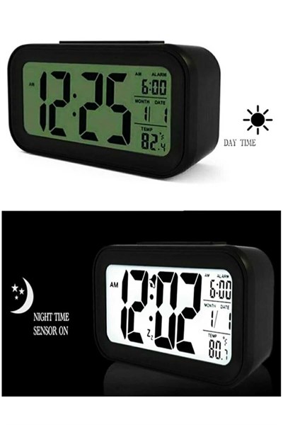 Işıklı Dereceli Masa Ofis Saati Alarmlı Termometre Takvim Çalar Saat