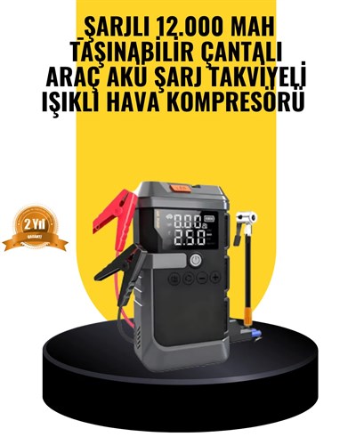 Işıklı Hava Kompresörlü Taşınabilir Akü Takviye Ünitesi