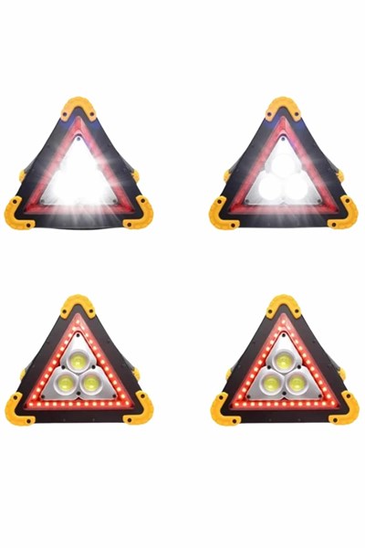 Işıklı İkaz Lambası Reflektör Şarjlı Işıklı Üçgen LED Acil Durum Feneri