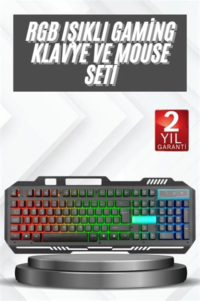 Işıklı Oyuncu Q Klavye Mouse Seti Siyah Gaming Oyuncu Klavye