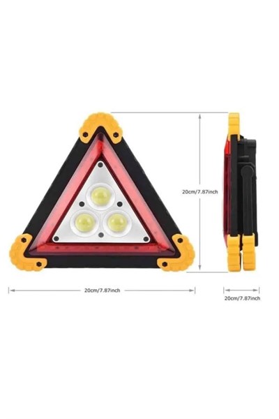 Işıklı Üçgen Reflektör Led Projektör Acil Durum Feneri Flaşör 500 Lümen