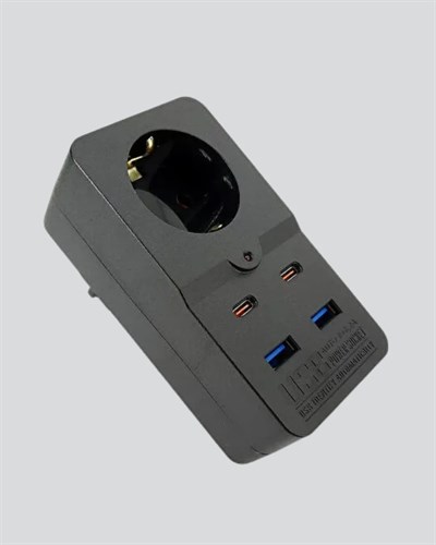 Isıya Dayanıklı PC Gövdeli Akım Korumalı Priz 4 USB