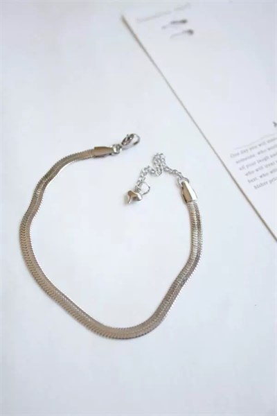 İtalyan Zincir Halhal - Gümüş