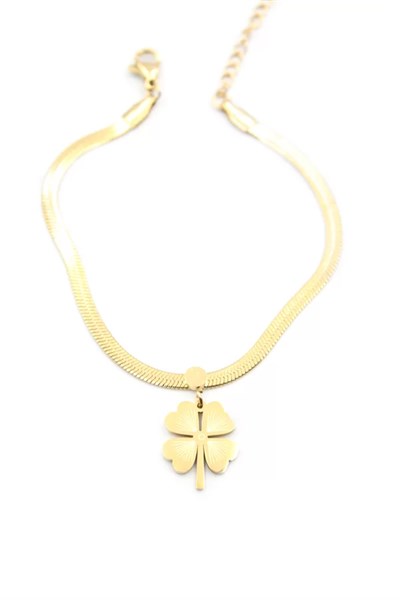 İtalyan Zincir Yonca Bileklik - Altın