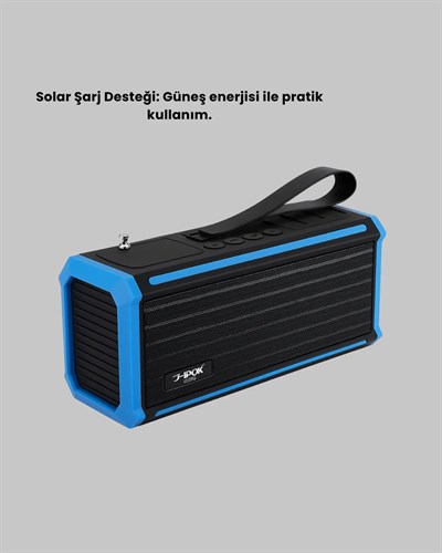 J-IPOX P520 Bluetooth Hoparlör 8W Güçlü Ses Solar Şarj FM Radyo