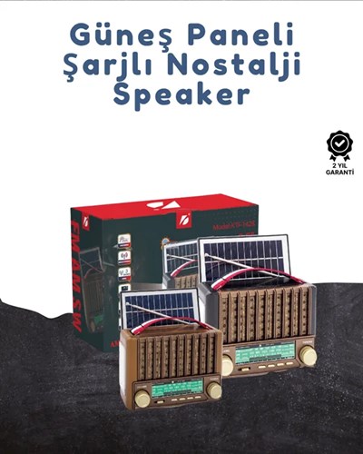 KTF-1428 Taşınabilir Güneş Enerjili Bluetooth Radyo Hoparlör – Şarjlı, Radyo, MP3, AUX Girişli