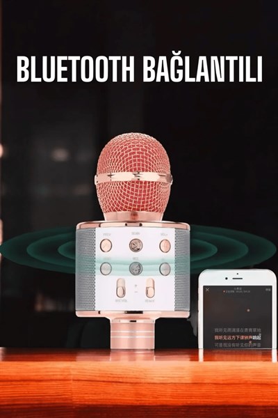 Kablosuz Bluetooth Karaoke Mikrofon USB ve AUX Girişli, Yüksek Ses Kalitesi