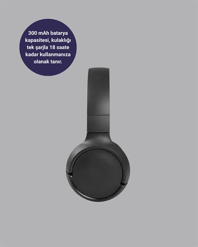 Kablosuz Bluetooth Kulaklık 5.0 18 Saat Kullanım Dinamik Sürücü Siyah