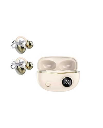 Kablosuz Bluetooth Kulaklık Kulak Klipsli Şık Tasarım 2 Kurdele Küpe Hediyeli