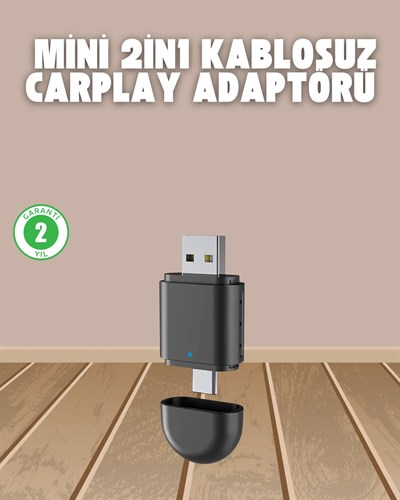 Kablosuz CarPlay Adaptörü – USB-A & Type-C Uyumlu Hızlı Bağlantı Cihazı