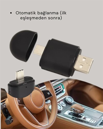 Kablosuz CarPlay ve Android Auto Dönüştürücü – USB-A & Type-C Girişli Akıllı Adaptör
