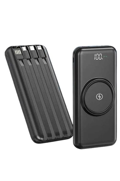 Kablosuz Çoklu Şarj Girişli 10.000 Mah Kablolu Powerbank Taşınabilir