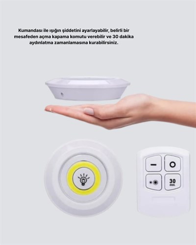 Kablosuz Gün Işığı 3’lü LED Spot Lamba Kumandalı