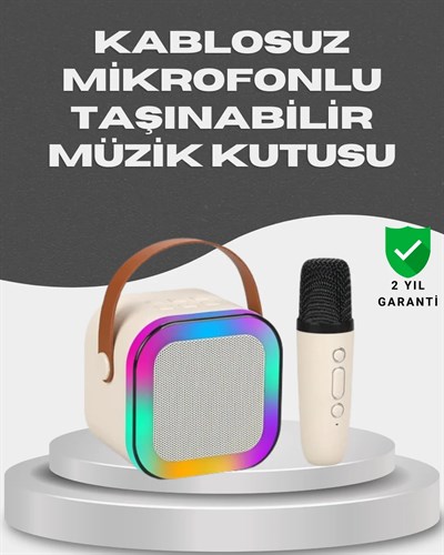 Kablosuz Karaoke Mikrofon Hoparlör Seti Güçlü Ses Çıkışı