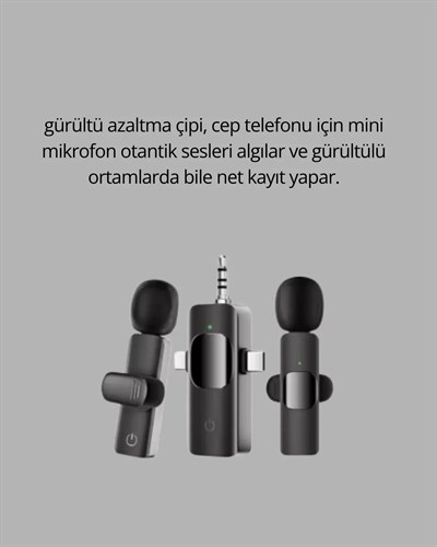 Kablosuz Mikrofon - Telefon ve Bilgisayar Uyumlu