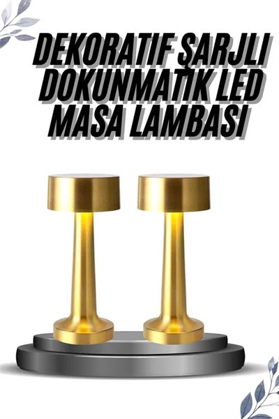 Kablosuz Renkli Masa ve Gece Lambası Altın Rengi Dokunmatik Led Lamba