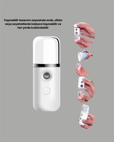 Kablosuz Şarjlı Mini Buhar Nemlendirici – Cilt ve Ortam İçin Taşınabilir Akıllı Cihaz